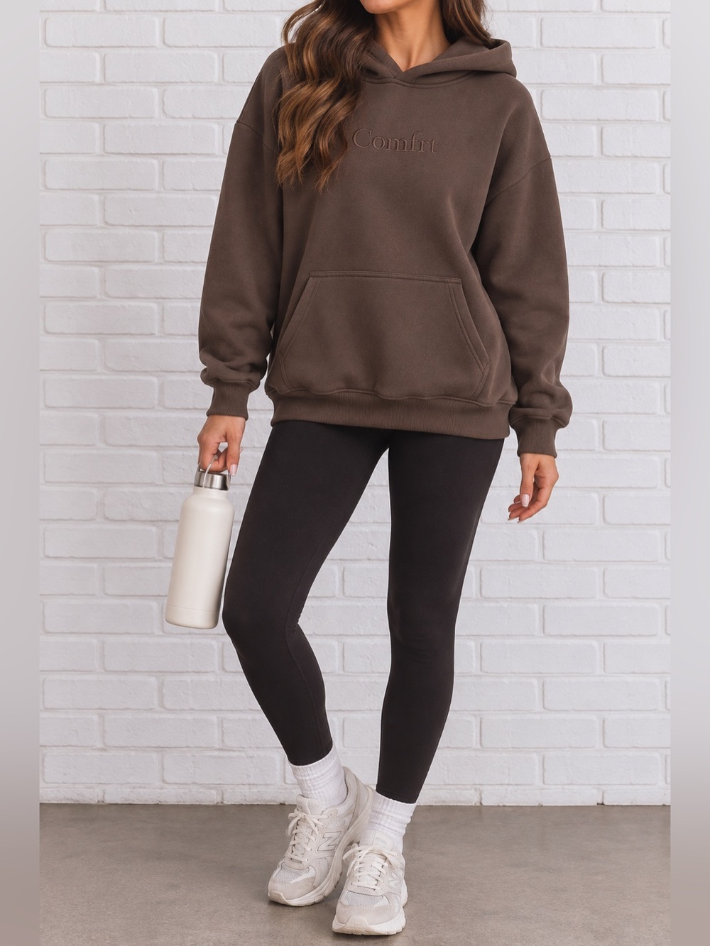 Comfrt Chocolate Brown Oversized Hoodie Medium Cotton Blend Cozy Pullover